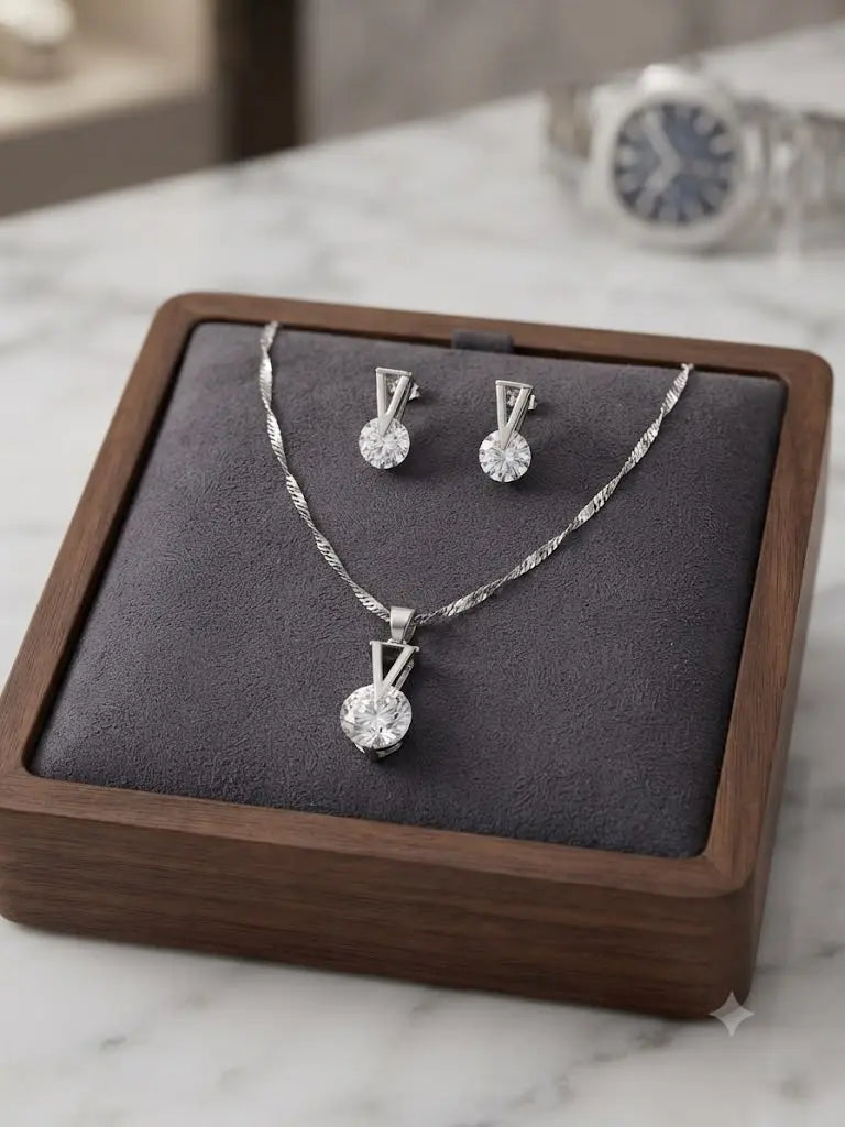 AAA+ Certified, Quality Sterling Silver-925, Gem zirconia, Including chain 50cm, Weight 6.1 grams, ABC-S32901