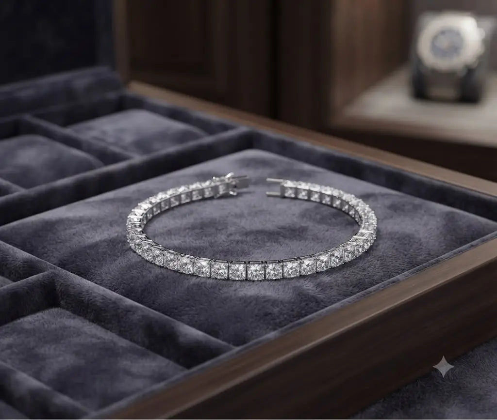 AAA+ Certified, Quality Sterling Silver-925, Size 18 cm.-2mm., Gem Fashion zirconia, Weight 3.1 grams, ABC-12317