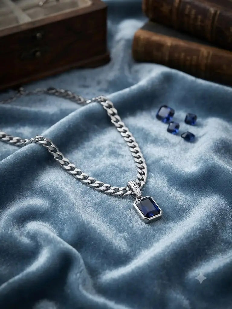 AAA+ Certified, Quality Sterling Silver, Chain Size 20 cm., 8” in., Style Pave Curb, Weight 23.8 grams, ABC-S-110 (Include Pendant)