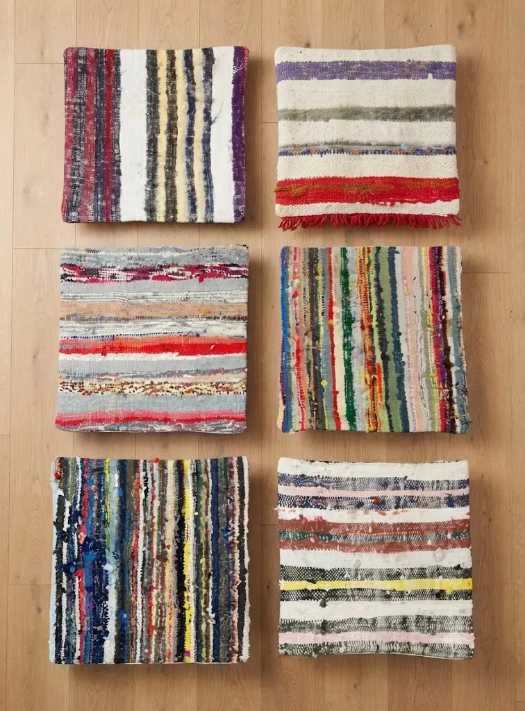 AAA+ Certified, Quantity 6 Empty Cushion Covers, Origen Turkey, Size 19” inches x 19” inches, Material Wool (Hand maid kilims ) backing cloth with zipper, ABC_PLW_12