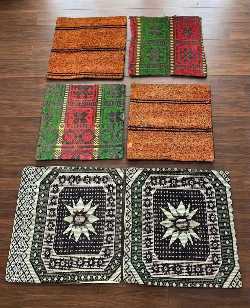 AAA+ Certified, Quantity 6 Empty Cushion Covers, Origen Turkey, Size 19” inches x 19” inches, Material Wool (Hand maid kilims ) backing cloth with zipper, ABC_PLW_13