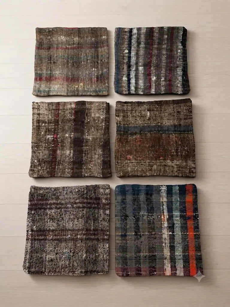 AAA+ Certified, Quantity 6 Empty Cushion Covers, Origen Turkey, Size 19” inches x 19” inches, Material Wool (Hand maid kilims ) backing cloth with zipper, ABC_PLW_16