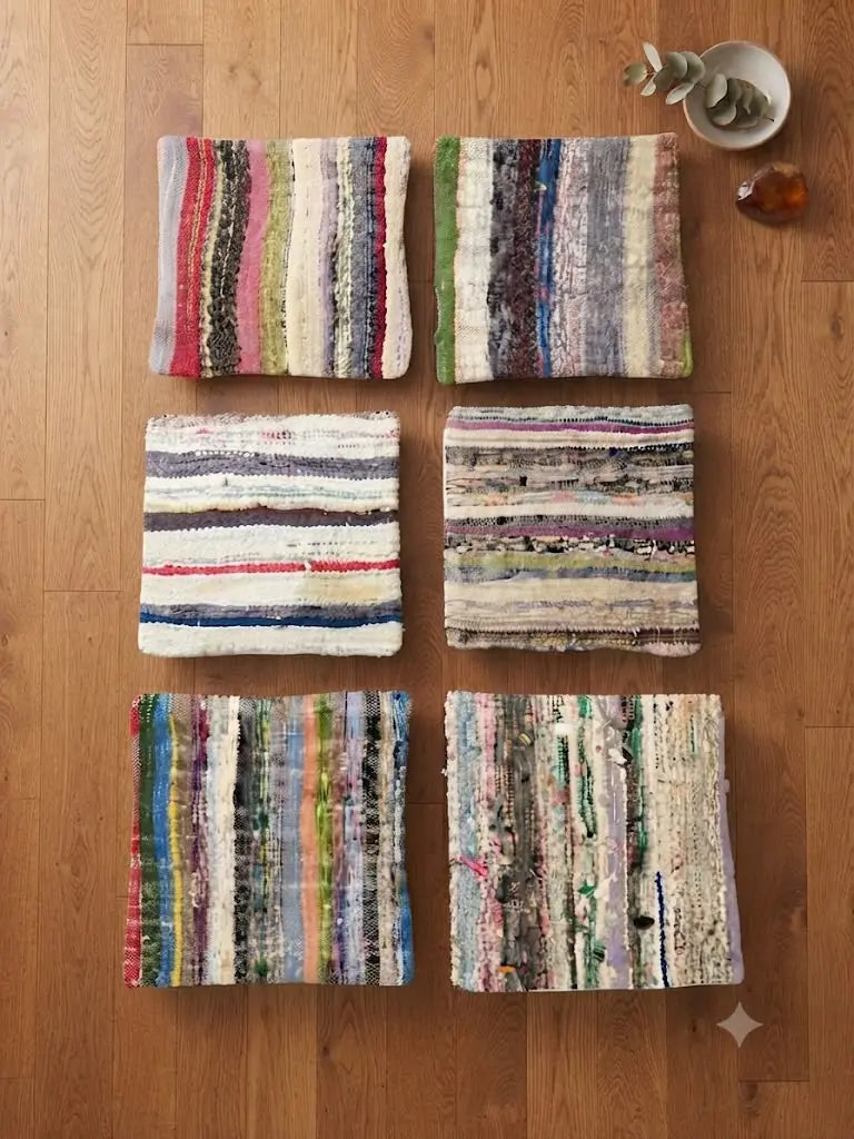 AAA+ Certified, Quantity 6 Empty Cushion Covers, Origen Turkey, Size 19” inches x 19” inches, Material Wool (Hand maid kilims ) backing cloth with zipper, ABC_PLW_7