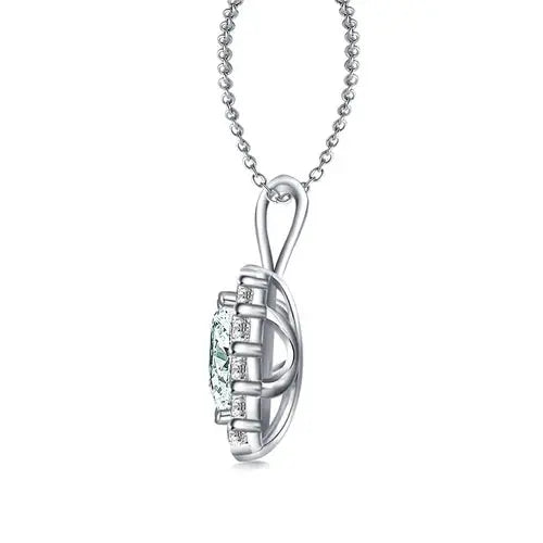 AAA+ Quality 1.11 Ct Vvs1=-BLUE WHITE ROUND MOISSANITE DIAMOND 925 Sterling SILVER PENDANT ABC Jewelery