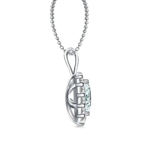 AAA+ Quality 1.11 Ct Vvs1=-BLUE WHITE ROUND MOISSANITE DIAMOND 925 Sterling SILVER PENDANT ABC Jewelery