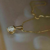 AAA+ Quality 1.5Ct Round Cut Diamond Solitaire Pendant 14K Yellow Gold Finish Free Chain ABC Jewelery