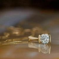 AAA+ Quality 1.5Ct Round Cut Diamond Solitaire Pendant 14K Yellow Gold Finish Free Chain ABC Jewelery