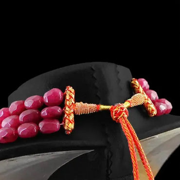 AAA+ Quality 1040.00 CTS EARTH MINED RICH RED RUBY 3 STRAND OVAL FACETED BEADS NECKLACE (DG) ABC Jewelery