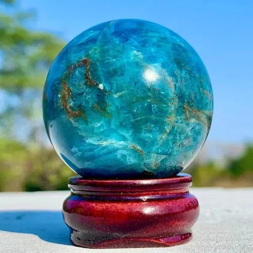 AAA+ Quality 126G Natural Blue Apatite Sphere Quartz Crystal Stone Ball Specimen Healing ABC Jewelery