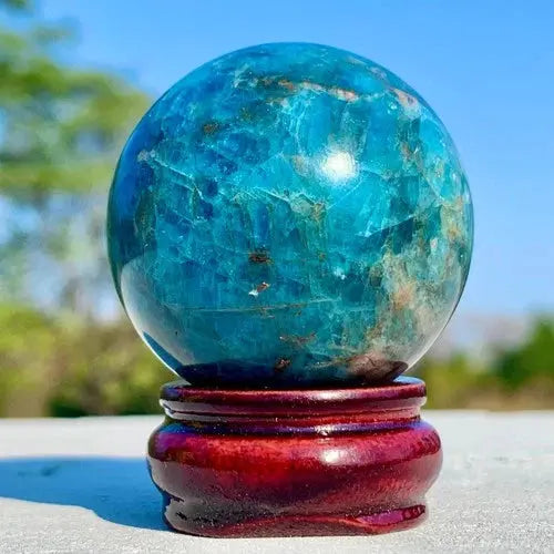 AAA+ Quality 126G Natural Blue Apatite Sphere Quartz Crystal Stone Ball Specimen Healing ABC Jewelery