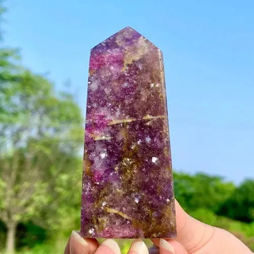 AAA+ Quality 129G Natural unicorn Stone obelisk quartz crystal tower point healing decor ABC Jewelery