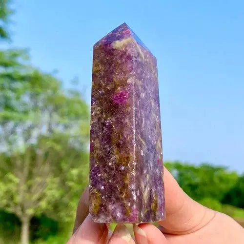 AAA+ Quality 129G Natural unicorn Stone obelisk quartz crystal tower point healing decor ABC Jewelery