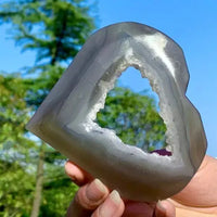 AAA+ Quality 142G Natural Agate Crystal Cave Hand-Carved Heart-Shaped Crystal Gem Healing ABC Jewelery