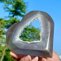 AAA+ Quality 142G Natural Agate Crystal Cave Hand-Carved Heart-Shaped Crystal Gem Healing ABC Jewelery