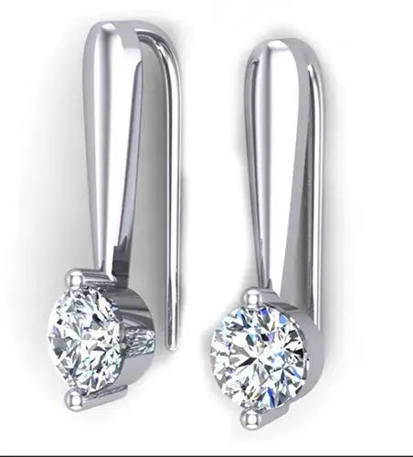 AAA+ Quality 2.14Ct Vvs-1+.Ice White Real Moissanite Diamond Dangle Silver Earrings ABC Jewelery