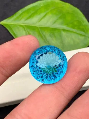 AAA+ Quality 29.8 Ct GIE Certified Natural Swiss Blue Flawless Topaz Round Cut Loose Gemstone ABC Jewelery