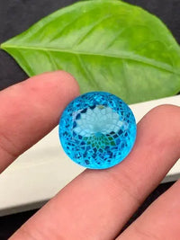 AAA+ Quality 29.8 Ct GIE Certified Natural Swiss Blue Flawless Topaz Round Cut Loose Gemstone ABC Jewelery