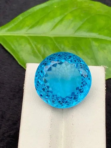 AAA+ Quality 29.8 Ct GIE Certified Natural Swiss Blue Flawless Topaz Round Cut Loose Gemstone ABC Jewelery