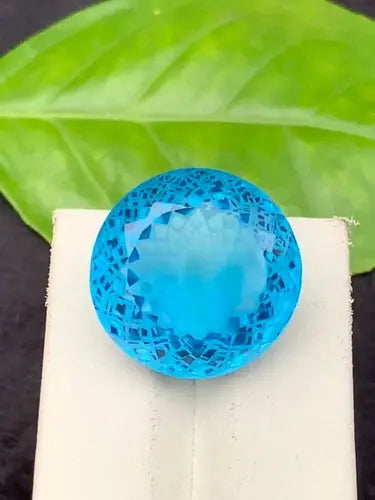 AAA+ Quality 29.8 Ct GIE Certified Natural Swiss Blue Flawless Topaz Round Cut Loose Gemstone ABC Jewelery