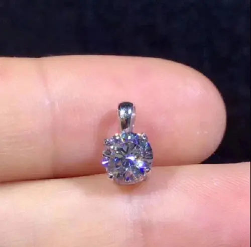 AAA+ Quality 2Ct Round Cut VVS1/D Diamond Solitaire Pendant Free Chain 14K White Gold Finish ABC Jewelery