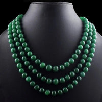 AAA+ Quality 3 Strand Women's Green Emerald 900.00 Cts Beautiful Necklace Jewelery ABC Jewelery