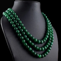 AAA+ Quality 3 Strand Women's Green Emerald 900.00 Cts Beautiful Necklace Jewelery ABC Jewelery