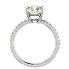 AAA+ Quality 3.02 Ct Vvs1:- Near White Round Moissanite Diamond Engagement Ring 925 Silver ABC Jewelery