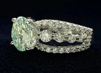 AAA+ Quality 3.05Ct Vvs1=+ Blue White Round Moissanite Diamond Engagement Ring 925 Silver ABC Jewelery