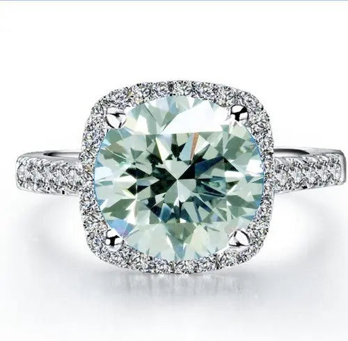 AAA+ Quality 3.10Ct Vvs1-,.ice Blue White Round Moissanite Diamond Heart 925 Silver Ring ABC Jewelery