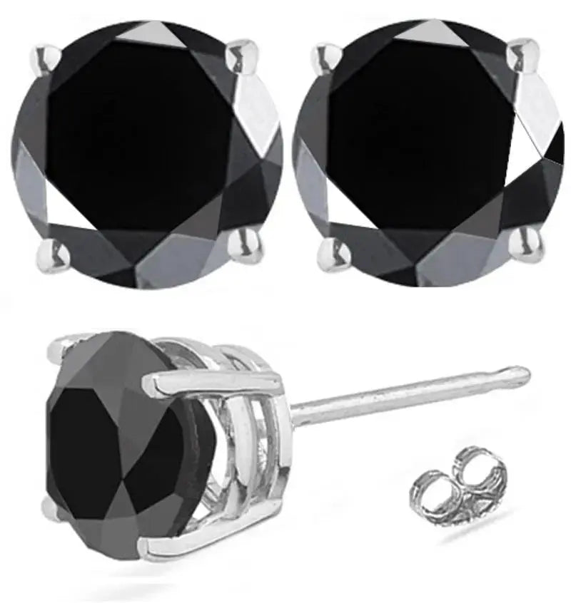 AAA+ Quality 4 Ct Mens/Ladies Black Color Moissanite Stud Fashion Earrings Sterling Silver ABC Jewelery