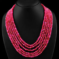 AAA+ Quality 552.65 CTS EARTH MINED 6 STRAND ENHANCED RUBY ROUND BEADS NECKLACE (DG) ABC Jewelery