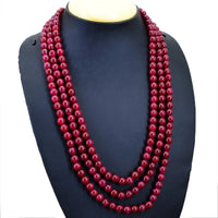 AAA+ Quality 680.00 Cts Earth Mined Round Shape 3 Strand Red Ruby Beads Necklace ABC Jewelery