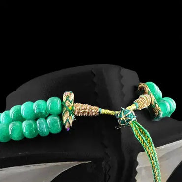 AAA+ Quality 719.00 CTS EARTH MINED 2 STRAND GREEN EMERALD ROUND SHAPE BEADS NECKLACE (RS) ABC Jewelery