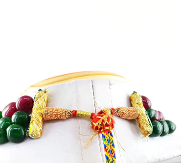 AAA+ Quality 775.50 Cts Earth Mined Enhanced Emerald & Red Ruby Oval Beads Necklace ABC Jewelery