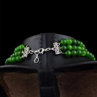 AAA+ Quality 784 Cts Natural 3 Strand Jade & Onyx Round Shape Beads Womens Necklace ABC Jewelery