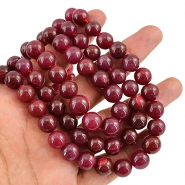 AAA+ Quality 887.50 CTS EARTH MINED 3 STRAND GENUINE RICH RED RUBY ROUND SHAPE BEADS NECKLACE ABC Jewelery