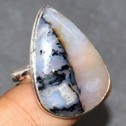 AAA+ Quality 925 Silver Plated Russian Dendritic Ring Handmade Jewelry Size US 11 GW ABC Jewelery