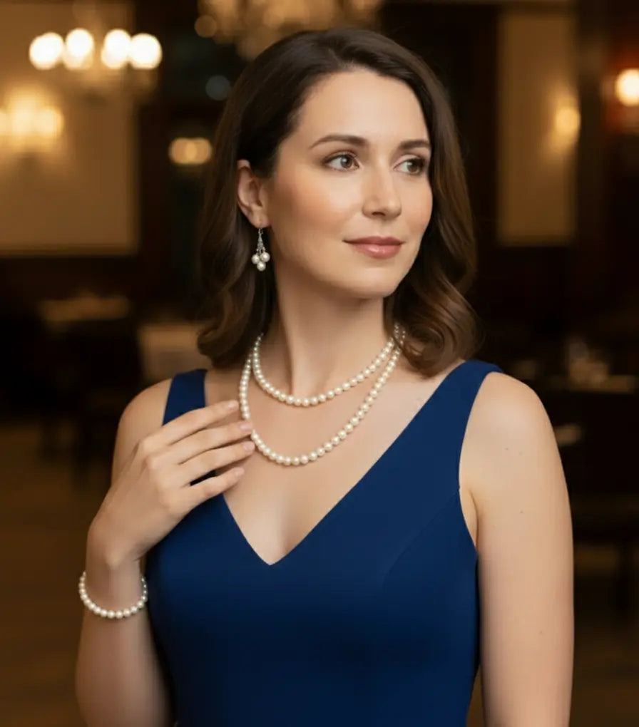 AAA+ Quality ABC Jewelry Sets – modern Natural Pearl Necklace, Bracelet & Earring Set, Perfect for Gifts and Wedding Occasions ABC Jewelery