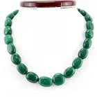 Beautiful 494.00 Cts Earth Mined Enhanced Green Emerald Oval Beads Necklace ABC Jewelery