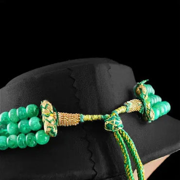 AAA+ Quality GENUINE 505.00 CTS EARTH MINED 3 LINE RICH GREEN EMERALD ROUND BEADS NECKLACE ABC Jewelery