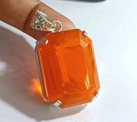 AAA+ Quality Natural Orange 93.00 Ct Emerald Opal 925 Solid Silver Pendant Loose Gemstone ABC Jewelery