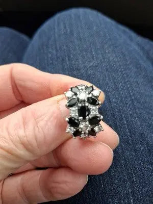 AAA+ Quality Silver Plated Ring Jewelry Black Simulated Sapphire Elegant Wedding Ring Gift Size 7 ABC Jewelery