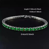 AAA+ Quality Tennis bracelet silver 4mm round simulated green emeralds 7.5'' long ABC Jewelery