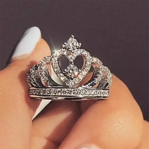 AAA+ Quality Women Crown Jewelry 925 Silver Ring Cubic Zircon Wedding Ring Size 7 ABC Jewelery