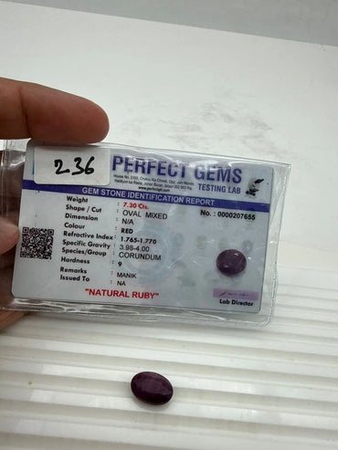 AA+ QUALITY OVAL MIXED NATURAL RUBY, RED COLORED, INDIAN GEMSTONE, WEIGHT 7.3 CTS ABC Jewelries