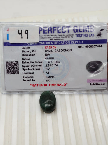A+ QUALITY OVAL CABOCHON NATURAL EMERALD, GREEN COLORED, INDIAN GEMSTONE, WEIGHT 17.25 CTS ABC Jewelries