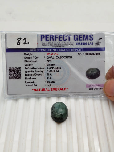 A+ QUALITY OVAL CABOCHON NATURAL EMERALD, GREEN COLORED, INDIAN GEMSTONE, WEIGHT 17.65 CTS ABC Jewelries