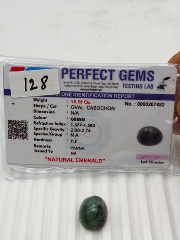 A+ QUALITY OVAL CABOCHON NATURAL EMERALD, GREEN COLORED, INDIAN GEMSTONE, WEIGHT 18.55 CTS ABC Jewelries