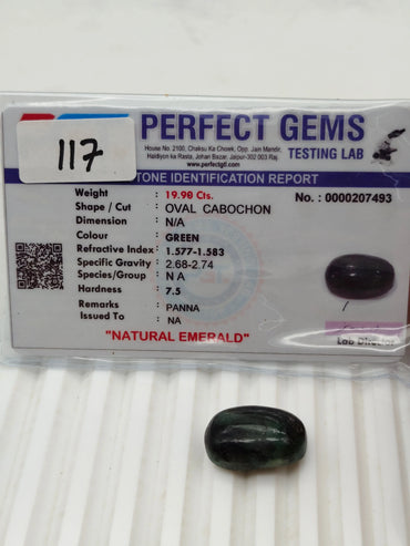 A+ QUALITY OVAL CABOCHON NATURAL EMERALD, GREEN COLORED, INDIAN GEMSTONE, WEIGHT 19.9 CTS ABC Jewelries