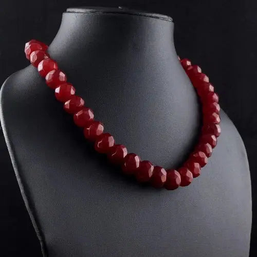 Amazing Cut Red Ruby 580.00 Cts Round Shape Beaded Necklace Jewelry ABC Jewelery